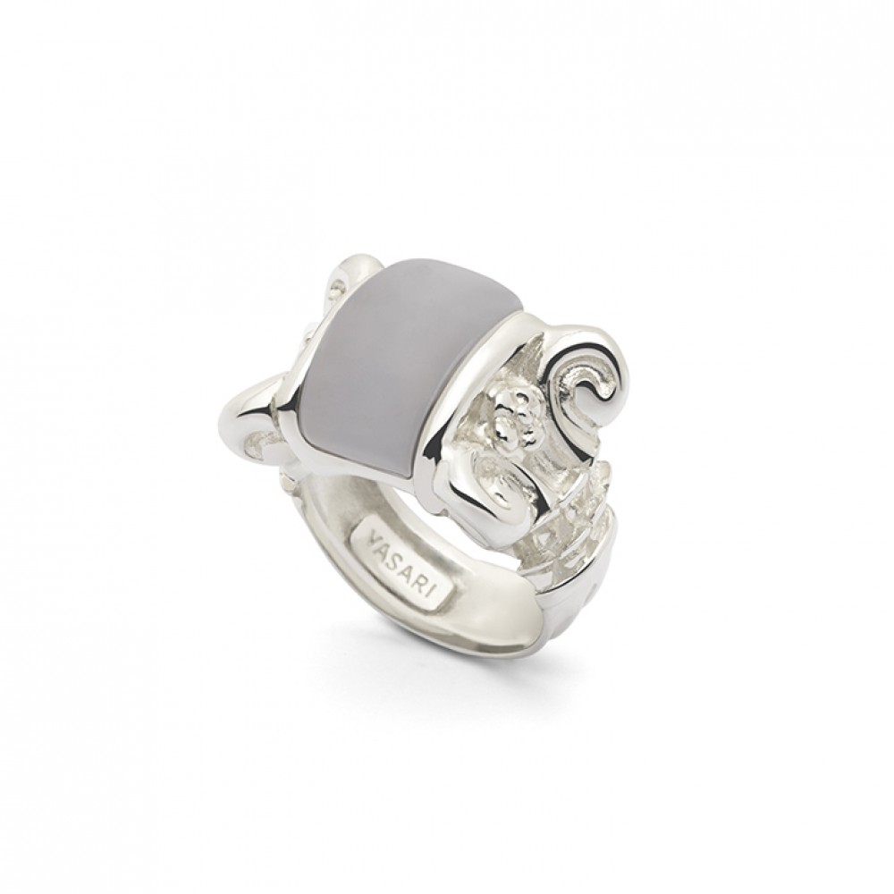 Anillo LOV Capitel Calcedonia Azul 